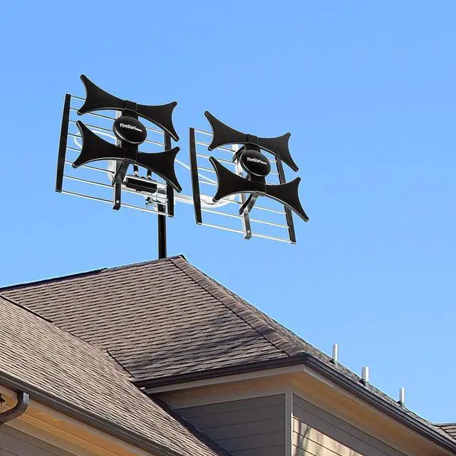 Alt view image 6 of 7 - Five Star Multi-Directional 4V HDTV Amplified Antenna - up to 200 Mile Range, UHF/VHF, Indoor, Attic, Outdoor, 4K Ready 1080P FM w/ 40ft RG6 coaxial Cable, Mounting Pole