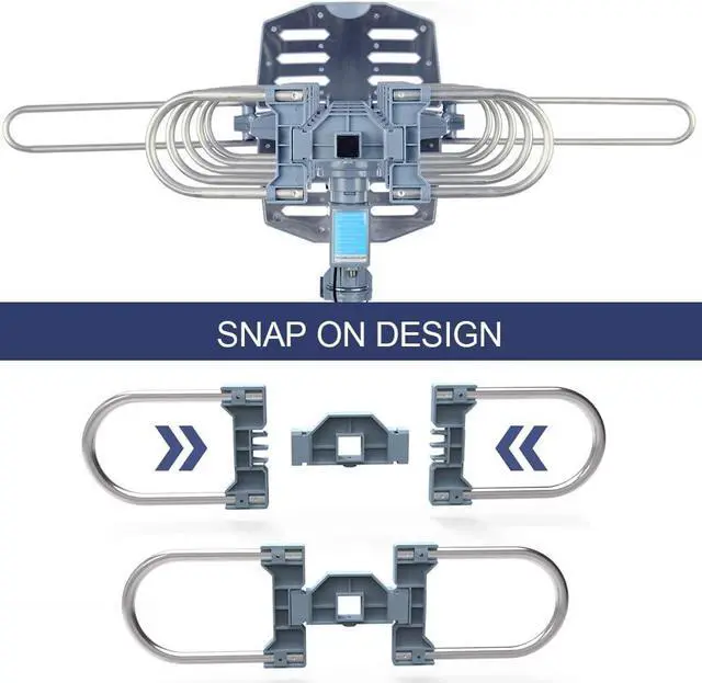 Alt view image 5 of 7 - CeKay Digital Outdoor Amplified HD TV Antenna Motorized 360 Degree Rotation 150 Miles with 40FT RG6 Coax Cable and Mounting Pole Snap-On Installation - UHF/VHF/1080P/4K, Welcome to consult