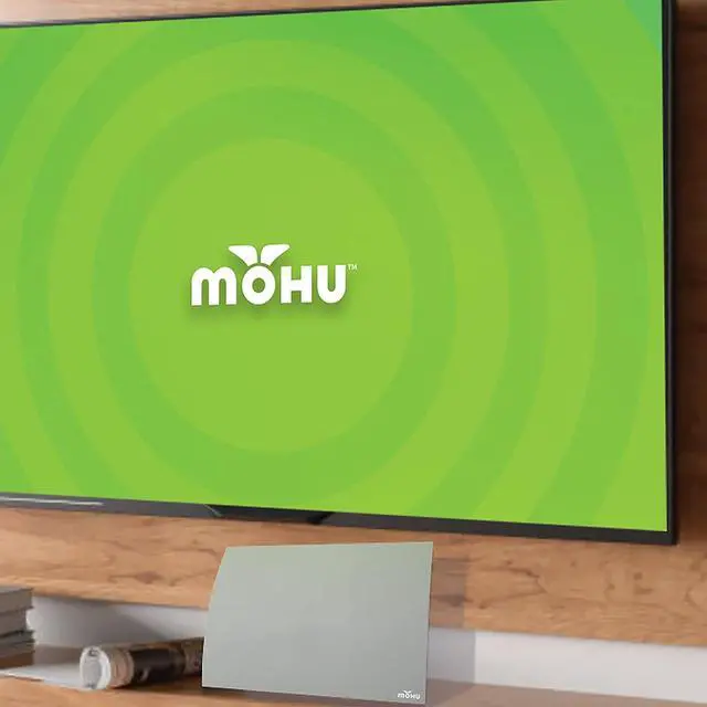 Alt view image 5 of 7 - Mohu Gateway Indoor TV Antenna, Modern Curve Design, 40-Mile Range, UHF VHF, Multi-Directional, 4K UHD, NEXTGEN TV - w/Base Stand, 10ft. Cable (Grey), Welcome to consult