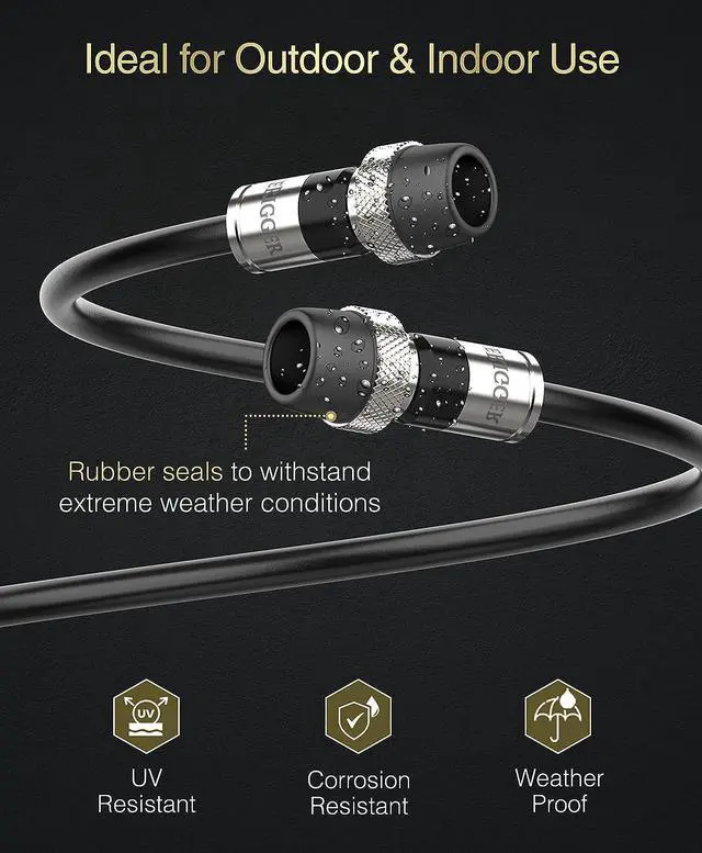 Alt view image 6 of 7 - BlueRigger RG6 Coaxial Cable, 75FT (Weatherproof Rubber Boot, Direct Burial, in-Wall CL3 Rated, 75 Ohm, Indoor Outdoor) - Digital Coax Cord for HDTV, CATV, TV Antenna, Satellite, Broadband Internet