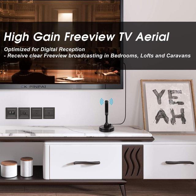 Alt view image 2 of 7 - HDTV Antenna - August DTA240 - Indoor/Outdoor Portable Digital Aerial with Magnetic Base 6.5 feet Coax Cable 50 Miles Range, Welcome to consult