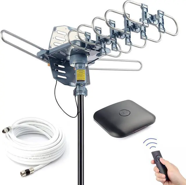 Main image of PBD Outdoor Digital HD TV Antenna 150 Miles Motorized 360 Degree Rotation with 40FT RG6 Coax Cable - UHF/VHF / 1080P / 4K Snap-On Installation, Welcome to consult