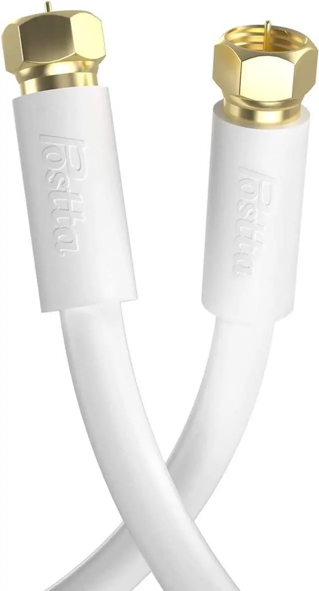 Alt view image 6 of 7 - Postta Coaxial Cable(30 Feet) Triple Shielded Digital RG6 Antenna Cable with F-Male Connector Pin-White