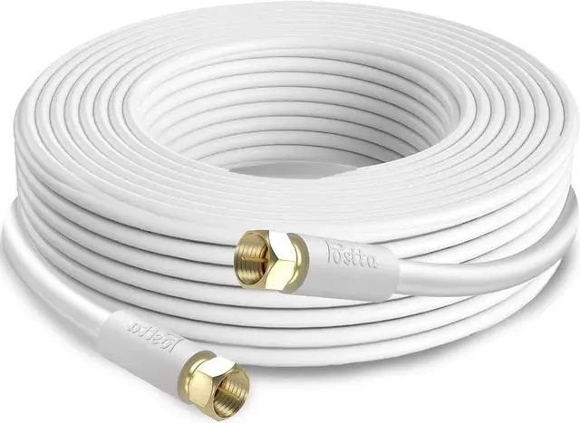 Main image of Postta Coaxial Cable(30 Feet) Triple Shielded Digital RG6 Antenna Cable with F-Male Connector Pin-White