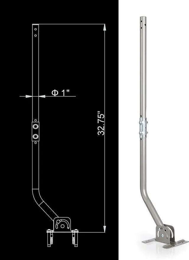 Alt view image 2 of 6 - Adjustable Outdoor / Attic Antenna Mounting Pole - Universal J Pipe Mount for Antenna & Weather Station - Easy Installation, Solid Structure, Weather Proof (1" Diameter,32.75" Arm Length)