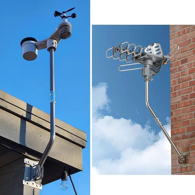 Alt view image 6 of 6 - Adjustable Outdoor / Attic Antenna Mounting Pole - Universal J Pipe Mount for Antenna & Weather Station - Easy Installation, Solid Structure, Weather Proof (1" Diameter,32.75" Arm Length)