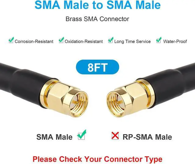 Alt view image 2 of 6 - MOOKEERF SMA Male to SMA Male Coaxial Cable 50 ohm KMR240 Coax Cable Ultra Low Loss Antenna Extension Cable with SMA Connector for 3G/4G/5G/LTE Network Equipment, GPS, RF Radio to Antenna(8FT)