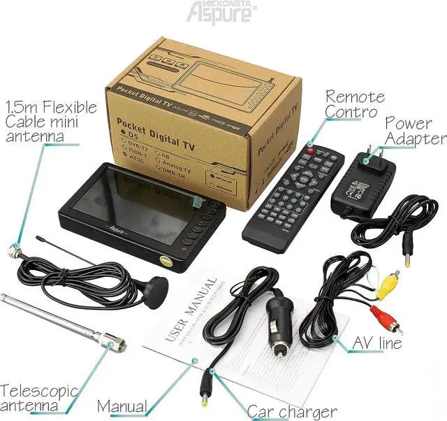 Alt view image 5 of 7 - aspure Pocket 5 Inch Portable Digital ATSC TFT HD Screen Freeview LED Mini TV with USB,TF Card Input.Built-in Recharge Battery Television/Monitor for Outdoor -D5, Welcome to consult