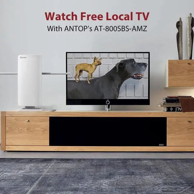 Alt view image 5 of 7 - ANTOP HDTV  FM Amplified Antenna 85 Miles AT-800SBS with Dual Outputs Smart Boost System, Support TV and Second Device-FM Stereo, a Second TV or Any OTA-Ready Streaming Device or Projector
