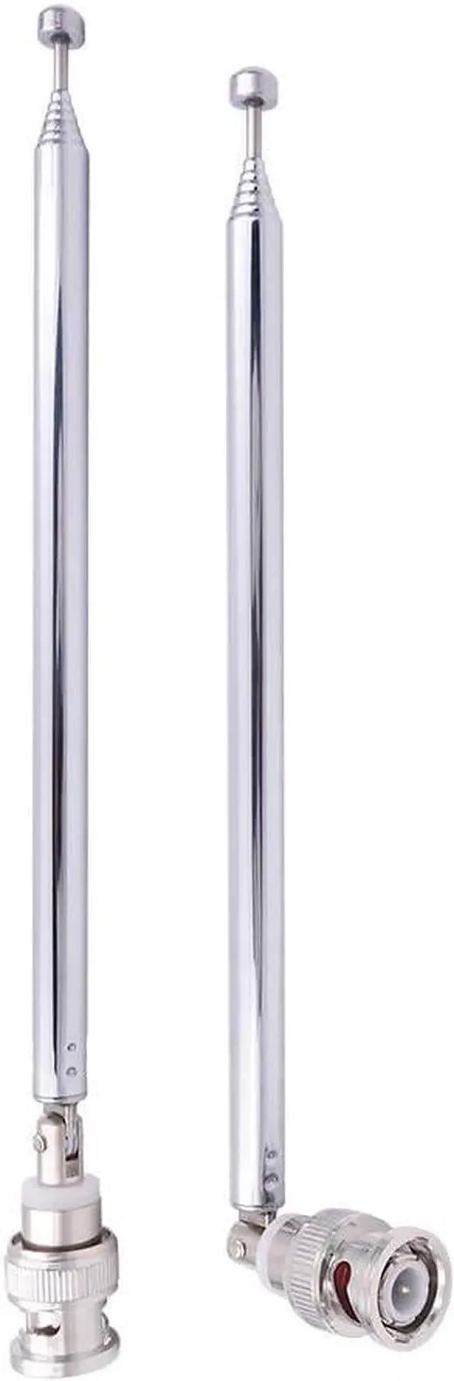 Main image of Fancasee (2 Pack) BNC Radio Antenna with BNC Male Plug Jack Connector Adapter Telescopic Stainless Steel HF VHF UHF BNC Antenna for Portable Mobile Handheld Radio Scanner Police Scanner Receiver