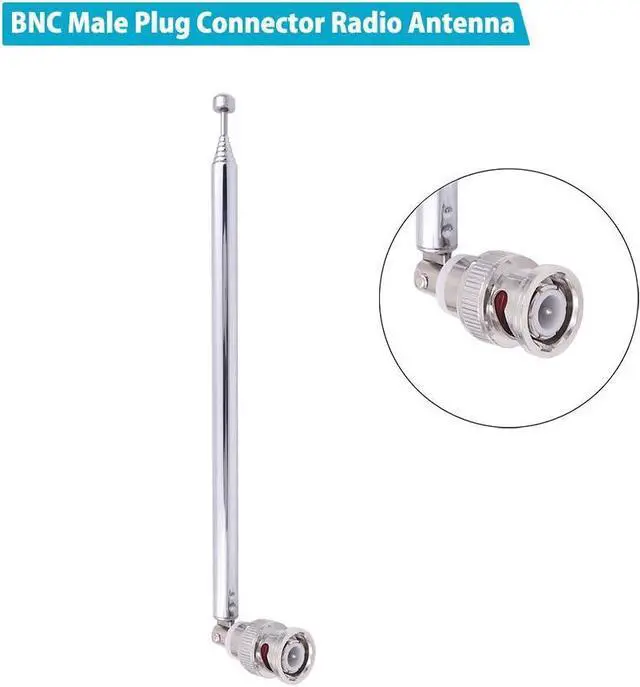 Alt view image 2 of 5 - Fancasee (2 Pack) BNC Radio Antenna with BNC Male Plug Jack Connector Adapter Telescopic Stainless Steel HF VHF UHF BNC Antenna for Portable Mobile Handheld Radio Scanner Police Scanner Receiver