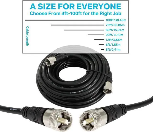 Alt view image 6 of 7 - STEREN Coax Cable 20 Ft - Coaxial Cable Connector - Antenna Cable - Coax Connector - Coax Cable Connector - RG8X Coaxial Cable - UHF Antenna Cable - Male to Male Cable - RG8X Coax - 6 Meters 205-720