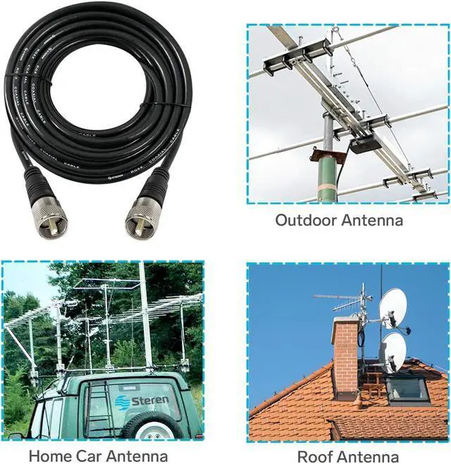 Alt view image 7 of 7 - STEREN Coax Cable 20 Ft - Coaxial Cable Connector - Antenna Cable - Coax Connector - Coax Cable Connector - RG8X Coaxial Cable - UHF Antenna Cable - Male to Male Cable - RG8X Coax - 6 Meters 205-720