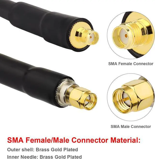 Alt view image 3 of 6 - XRDS -RF SMA Cable, SMA Male to SMA Female Low Loss SMA Extension Cable KMR400 SMA Coax Cable for 3G 4G LTE, 5G Modems/Routers, Ham, ADS-B, SDR Equipment25 FT