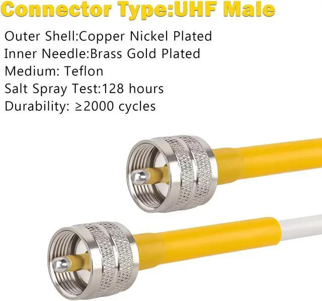 Alt view image 2 of 6 - MOOKEERF CB Coax Cable,CB Antenna Cable,PVC White Marine Antenna Cable 10ft RG8x Coaxial Cable UHF PL259 Male to Male Low Loss,50 Ohm for CB Radio,Ham Radio,Antenna Analyzer, Dummy Load and SWR Meter