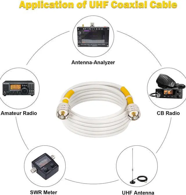 Alt view image 5 of 6 - MOOKEERF CB Coax Cable,CB Antenna Cable,PVC White Marine Antenna Cable 10ft RG8x Coaxial Cable UHF PL259 Male to Male Low Loss,50 Ohm for CB Radio,Ham Radio,Antenna Analyzer, Dummy Load and SWR Meter