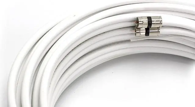 Alt view image 2 of 6 - 25 Feet, White - Dual RG6 Coaxial Cable with 18 AWG Copper Ground Wire - RG6 Siamese Cable - 25 ft Twin Coax Cable - Use with Satellite, Cable TV, and HD Antennas - 25 Foot (7.5 Meter), White