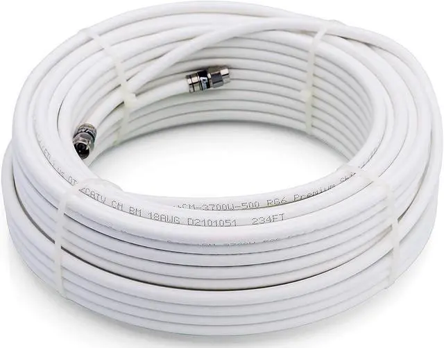 Alt view image 2 of 2 - Channel Master CM-3712 RG-6 Coaxial Cable with F-Type Weatherproof Compression Connectors - 75 FT White, Welcome to consult