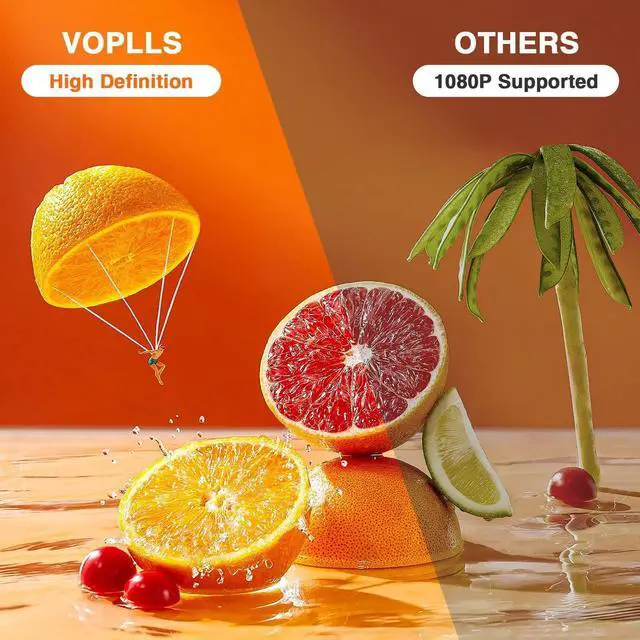 Alt view image 2 of 7 - Mini Projector, VOPLLS 1080P Full HD Supported Video Projector, Portable Outdoor Home Theater Movie Projector, 50% Zoom, Compatible with HDMI, USB, AV, Smartphone/Tablet/Laptop (Small Projector)