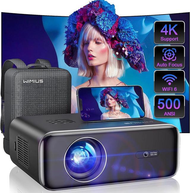 Auto Focus]WiMiUS P64 4K Projector, Native 1080P Movie Projector, 5G WiFi 6  Full HD LCD Projector, Two-way Bluetooth 5.2, 500ANSI, 300 Display, Smart  Home Video Projector