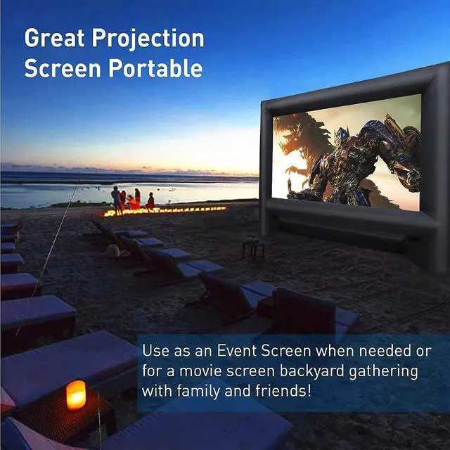 Alt view image 6 of 7 - GYUEM 21 feet Inflatable Outdoor Projector Movie Screen - Blow Up Screen for TV & Movies with Blower Portable Projection Screen for Home Theater Outdoor Indoor Support Front & Rear Projection