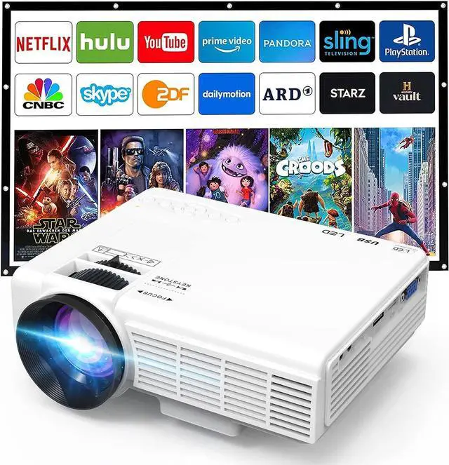 Main image of Mini Projector, 1080P Full HD Supported, Portable Movie Home Theater Projector Compatible with TV Stick Smartphone & Tablet PC HDMI USB AV TF