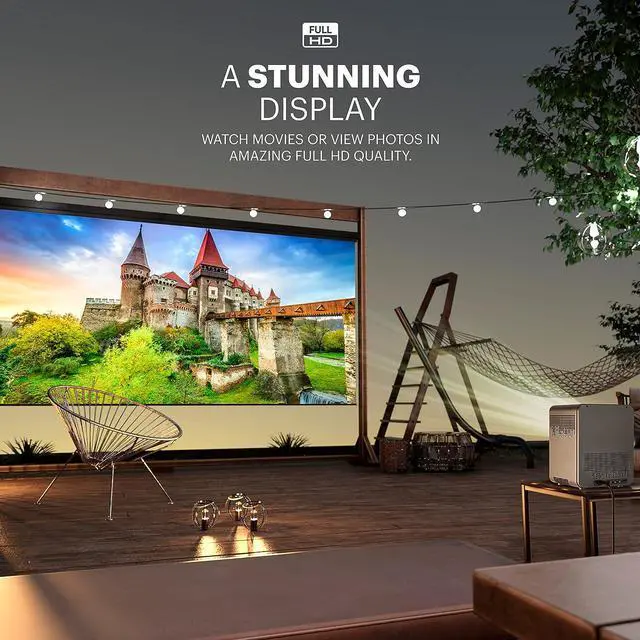 Alt view image 4 of 7 - KODAK FLIK HD10 Smart Projector with Android TV, 1080p Full HD Portable WiFi Bluetooth Projector, Netflix & YouTube, Google Assistant Remote, iOS & Android Mirroring