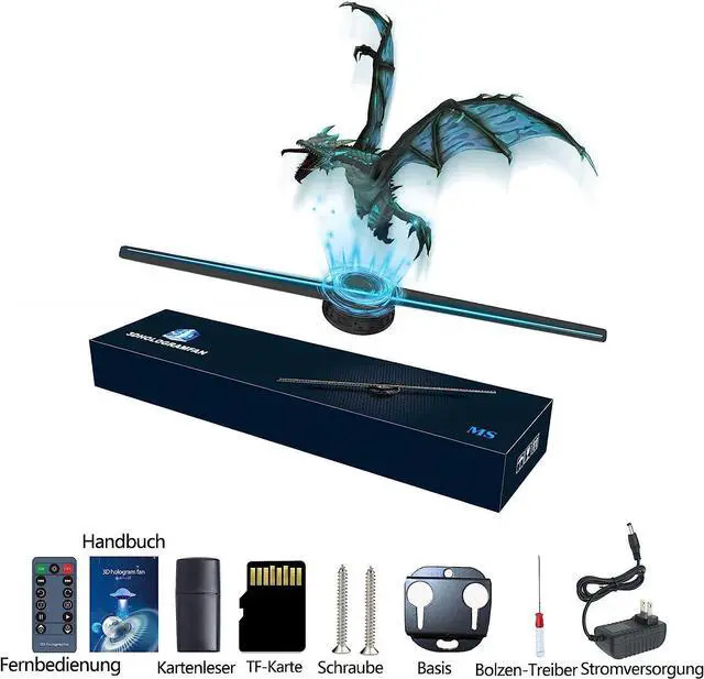 Alt view image 3 of 7 - 3D Hologram Fan,16.5 Inch 3D Hologram Projector Advertising Display with 1.2 Inches Thick, 700 Video Library and 224 LED for Business Store Signs,Bar,Casino,Party,halloween Missyou, Welcome to consult