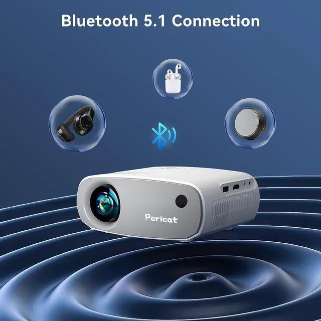 Alt view image 6 of 7 - Projector with WiFi and Bluetooth, 5G WiFi Mini Projector, Native1080P Portable Outdoor Projector with Remote Control, 9000Lux Movie Projector Compatible with Smartphone/TV Stick/PS4/Laptop/Switch
