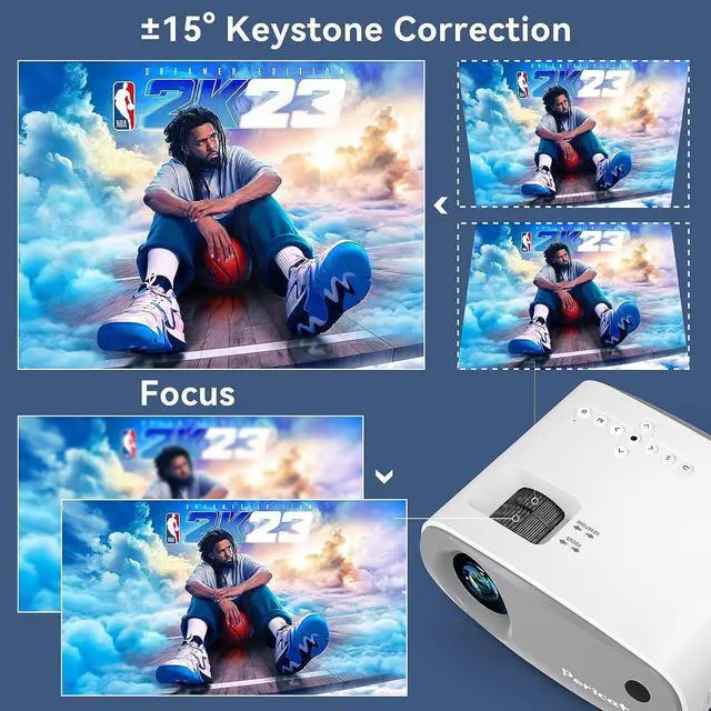 Alt view image 7 of 7 - Projector with WiFi and Bluetooth, 5G WiFi Mini Projector, Native1080P Portable Outdoor Projector with Remote Control, 9000Lux Movie Projector Compatible with Smartphone/TV Stick/PS4/Laptop/Switch