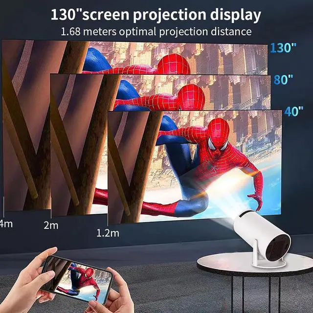 Alt view image 4 of 7 - Smart Mini Projector 4K 5G WIFI, Big Screen Experience with Premium 360 Sound, 5.0 Bluetooth Movie Projector Compatible With Android/iOS/Windows/TV Stick/HDMI/USB/Audio 3.5 white