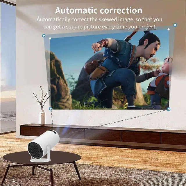 Alt view image 5 of 7 - Smart Mini Projector 4K 5G WIFI, Big Screen Experience with Premium 360 Sound, 5.0 Bluetooth Movie Projector Compatible With Android/iOS/Windows/TV Stick/HDMI/USB/Audio 3.5 white
