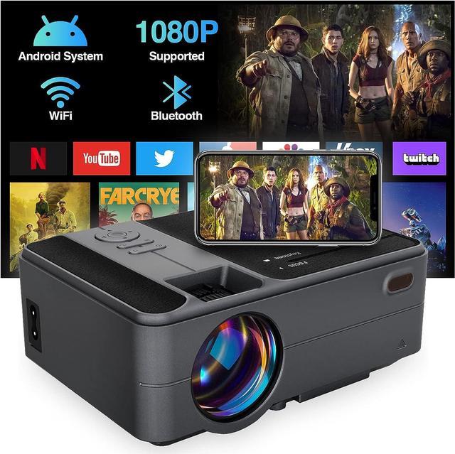 Portable 1080P Projector with WiFi Bluetooth, Smart Home Outdoor