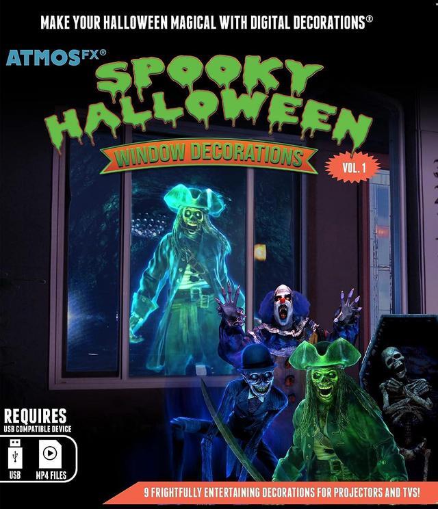 Alt view image 2 of 6 - Reaper Brothers Spooky Halloween Digital Decoration Kit Includes 9 AtmosFX Video Effects for Halloween Plus HD Super Bright Projector and 48 x 72 Holographic Projection Screen, Welcome to consult