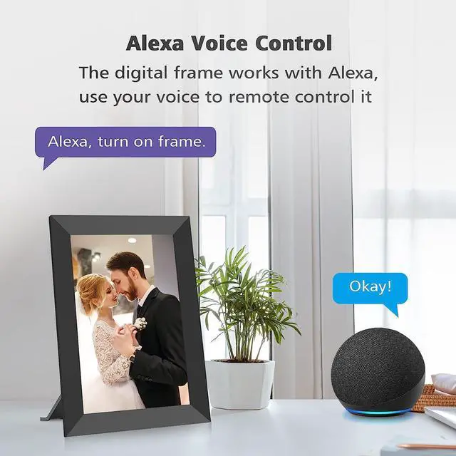 Alt view image 6 of 7 - MaxAngel Digital Picture Frame 10.1 Inch WiFi Electronic Photo Frame 16GB Storage SD Card Slot Desktop IPS Touch Screen HD Display Auto-Rotate Slideshow Share Videos Photos Remotely Via App