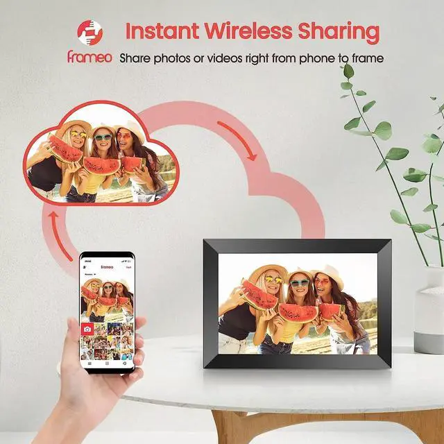 Alt view image 2 of 7 - Frameo 10.1 Inch WiFi Digital Picture Frame, 1280x800 HD IPS Touch Screen Photo Frame Electronic, 16GB Memory, Auto-Rotate, Wall Mountable, Share Photos/Videos Instantly via Frameo App from Anywhere