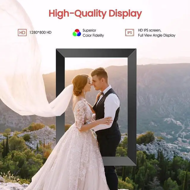Alt view image 6 of 7 - Frameo 10.1 Inch WiFi Digital Picture Frame, 1280x800 HD IPS Touch Screen Photo Frame Electronic, 16GB Memory, Auto-Rotate, Wall Mountable, Share Photos/Videos Instantly via Frameo App from Anywhere