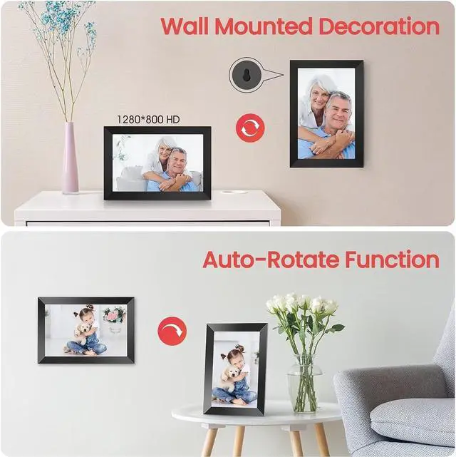 Alt view image 7 of 7 - Frameo 10.1 Inch WiFi Digital Picture Frame, 1280x800 HD IPS Touch Screen Photo Frame Electronic, 16GB Memory, Auto-Rotate, Wall Mountable, Share Photos/Videos Instantly via Frameo App from Anywhere