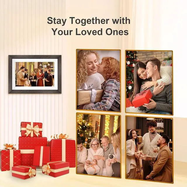 Alt view image 6 of 6 - Frameo Digital Photo Frame with 32GB Memory,10.1 Inch WiFi Smart Digital Picture Frame with HD IPS Touch Screen,Auto-Rotate,Send Pictures from Anywhere via Frameo APP(Wood Effect), Welcome to consult