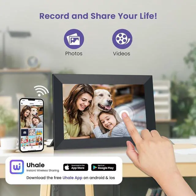 Alt view image 2 of 7 - FANGOR 10.1 Inch WiFi Digital Picture Frame 1280x800 HD IPS Touch Screen, Electronic Smart Photo Frame with 16GB Storage, Auto-Rotate, Instantly Share Photos/Videos and Send Best Wishes from Anywhere