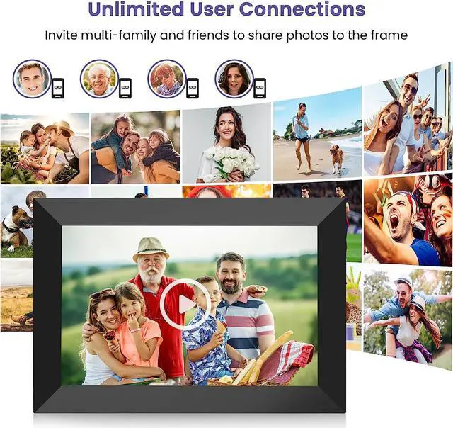 Alt view image 4 of 7 - FANGOR 10.1 Inch WiFi Digital Picture Frame 1280x800 HD IPS Touch Screen, Electronic Smart Photo Frame with 16GB Storage, Auto-Rotate, Instantly Share Photos/Videos and Send Best Wishes from Anywhere