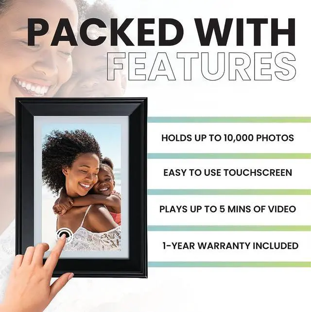 Alt view image 5 of 7 - PhotoSpring 10in WiFi Digital Picture Frame, Email Family Photos to The Frame, or by App, Web. Easy Touchscreen Setup, 1280x800 Display, Plays Videos, Black, Welcome to consult
