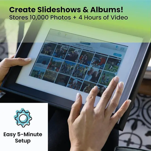 Alt view image 7 of 7 - PhotoSpring 10in WiFi Digital Picture Frame, Email Family Photos to The Frame, or by App, Web. Easy Touchscreen Setup, 1280x800 Display, Plays Videos, Black, Welcome to consult