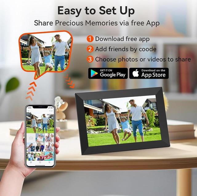 Alt view image 2 of 5 - Apofial Digital Picture Frame 10.1 Inch WiFi Digital Photo Frame,1280 * 800 HD IPS Touch Screen Smart Cloud Photo Frame, to Share Photos Or Videos Remotely Via APP Email (1 Black), Welcome to consult
