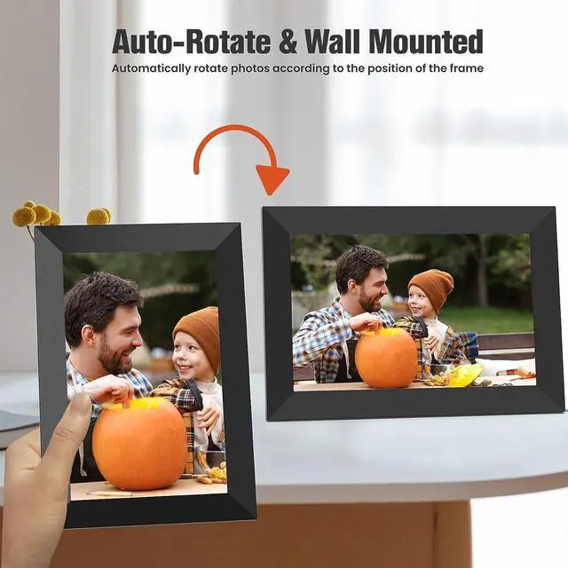 Alt view image 4 of 7 - BIGASUO 10.1 Inch WiFi Digital Picture Frame, IPS HD Touch Screen Cloud Smart Photo Frames with Built-in 16GB Memory, Wall Mountable, Auto-Rotate, Share Photos Instantly from Anywhere-Great Gift