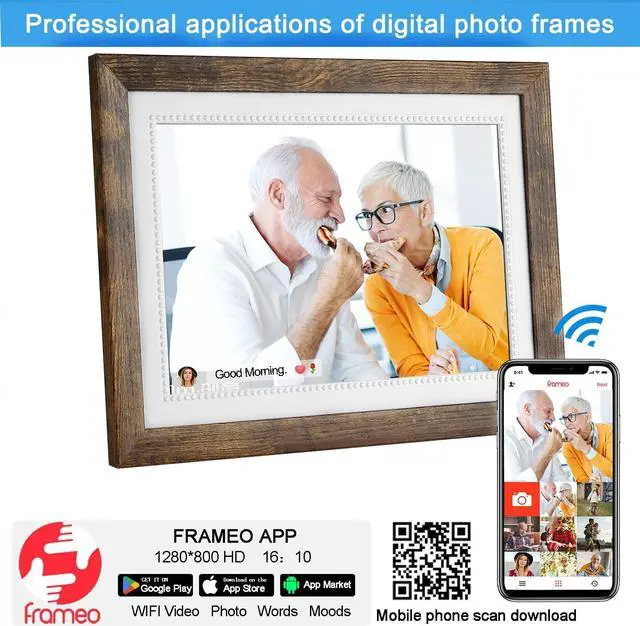 Alt view image 3 of 7 - FRAMEO Digital Picture Frame 10.1-inch WiFi Digital Photo Frame 1280 * 800 IPS HD Color Touch Screen easyto Set 32GB Storage Free Share Photos and Videos Through FRAMEO app Anytime Anywhere