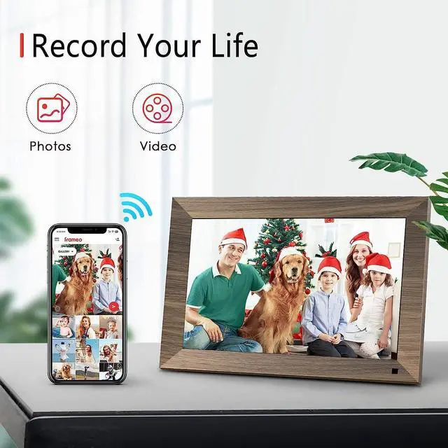 Alt view image 4 of 7 - 10.1 WiFi Digital Photo Frame, Canupdog IPS Touch Screen Smart Cloud Photo Frame with 16GB Storage, Wall Mountable, Auto-Rotate, Motion Sensor, Share Photos via Frameo App, Welcome to consult