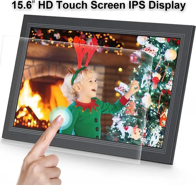 Alt view image 6 of 7 - FRAMEO Digital Picture Frame- 15.6inch Digital Photo Frame with 1920 * 1080 IPS Touch Screen HD Disply,Built-in 32GB Storage,Wall-Mounted,Digital Frame Share Photos and Videos via Free App