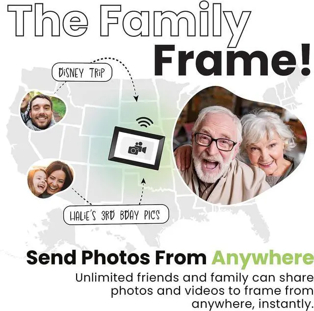 Alt view image 2 of 7 - PhotoSpring 10in WiFi Digital Picture Frame, Email Family Photos to The Frame, or by App, Web. Easy Touchscreen Setup, 1280x800 Display, Plays Videos, Black, Welcome to consult