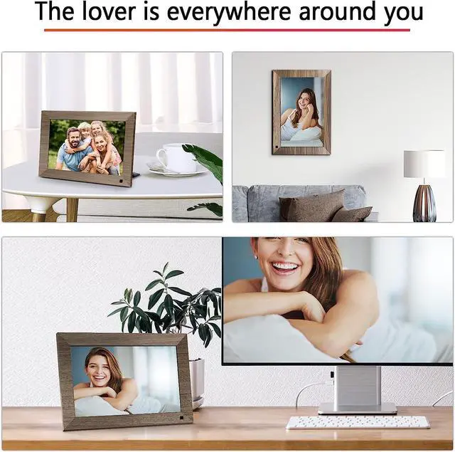 Alt view image 6 of 7 - 10.1 WiFi Digital Photo Frame, Canupdog IPS Touch Screen Smart Cloud Photo Frame with 16GB Storage, Wall Mountable, Auto-Rotate, Motion Sensor, Share Photos via Frameo App, Welcome to consult